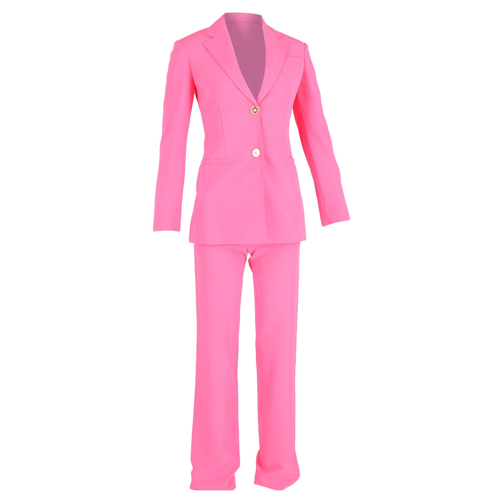Versace Embellished Button 3-In-1 Suit Set in Pink Wool