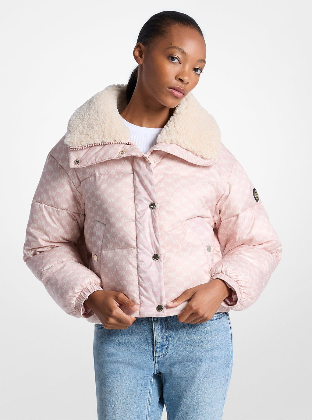 Logo Print and Sherpa Puffer Jacket
