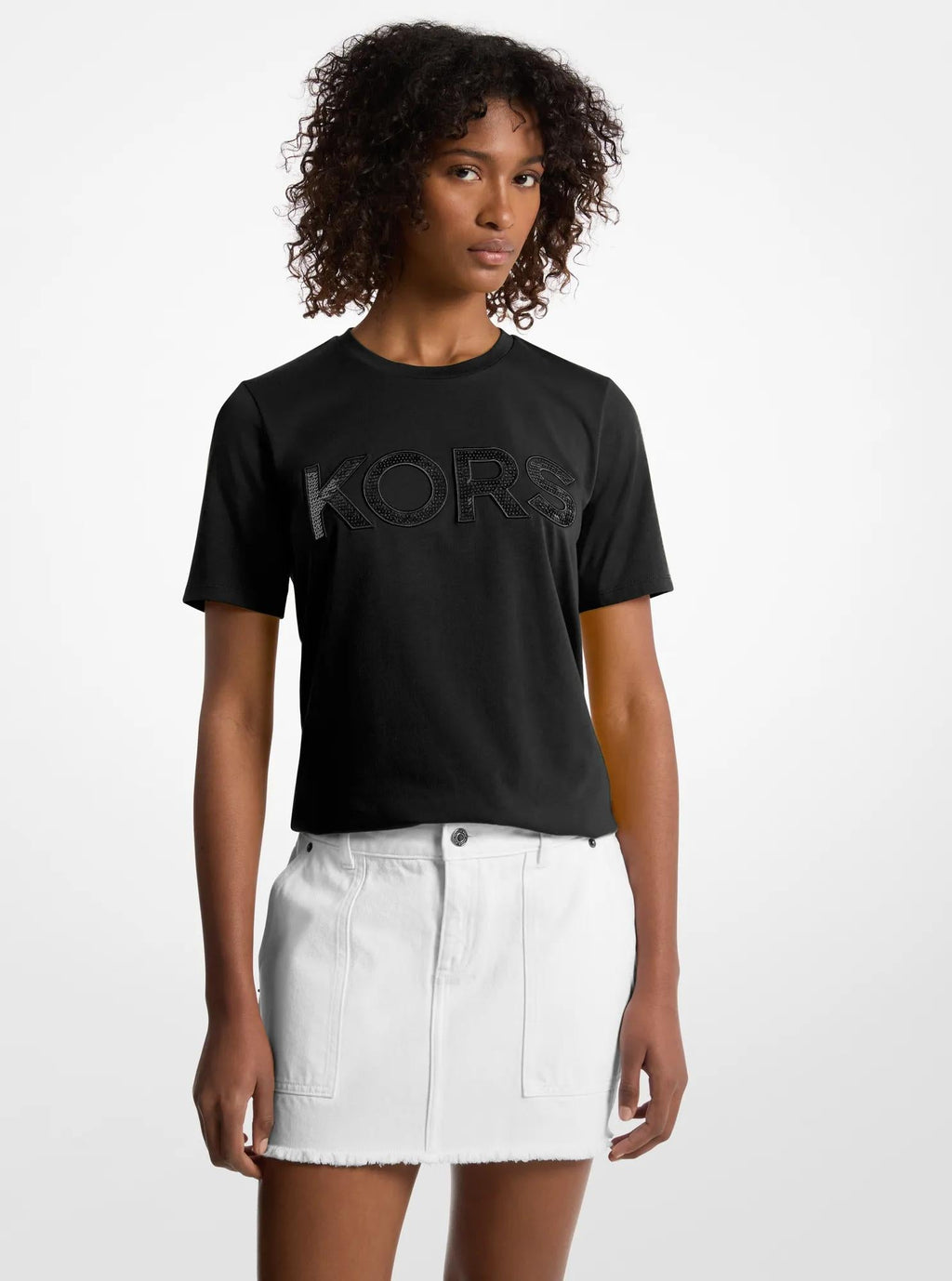 Sequined Logo Cotton T-Shirt