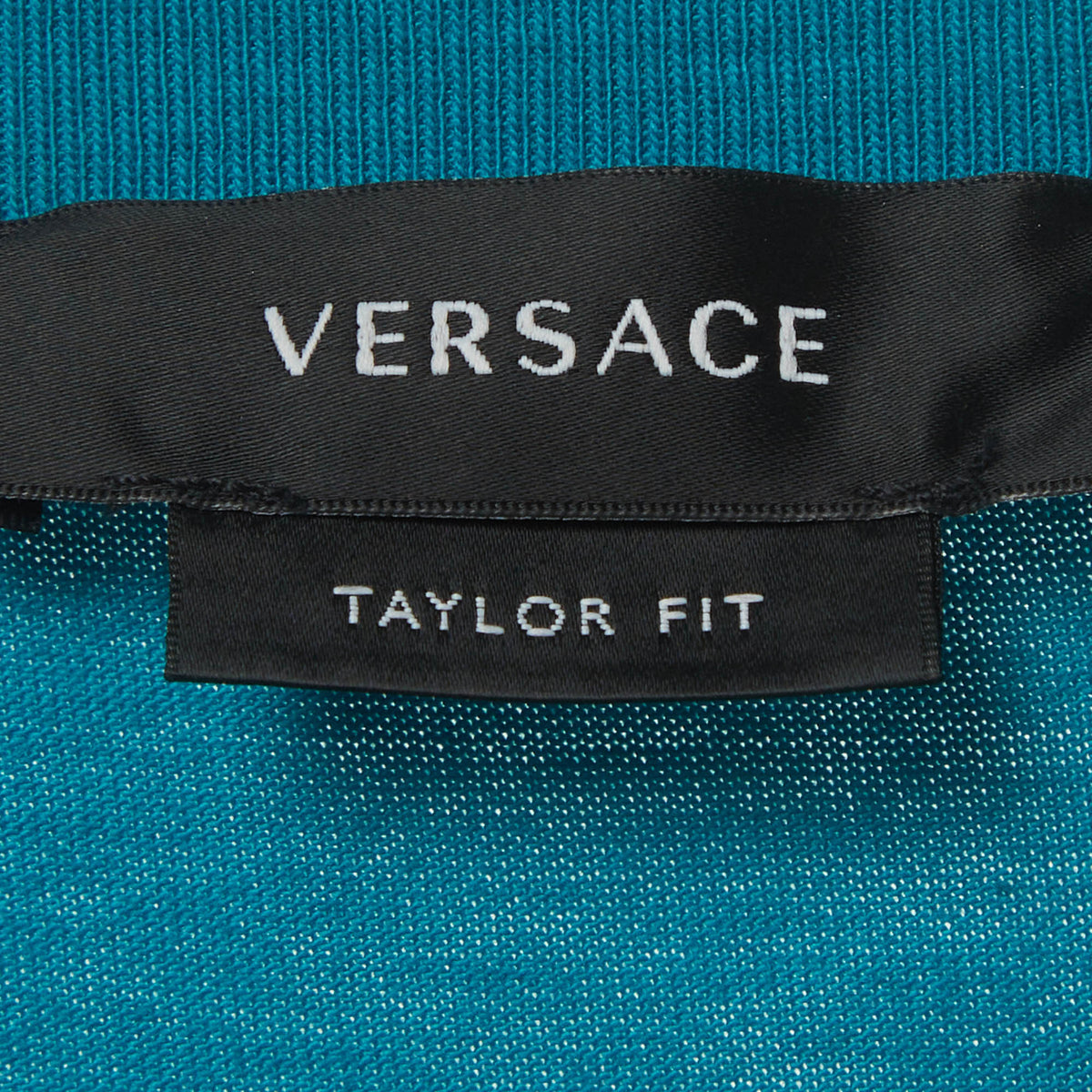 Versace Blue Flock Logo Cotton Jersey Taylor Fit T-Shirt