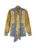 Grey Silk Baroque Blouse