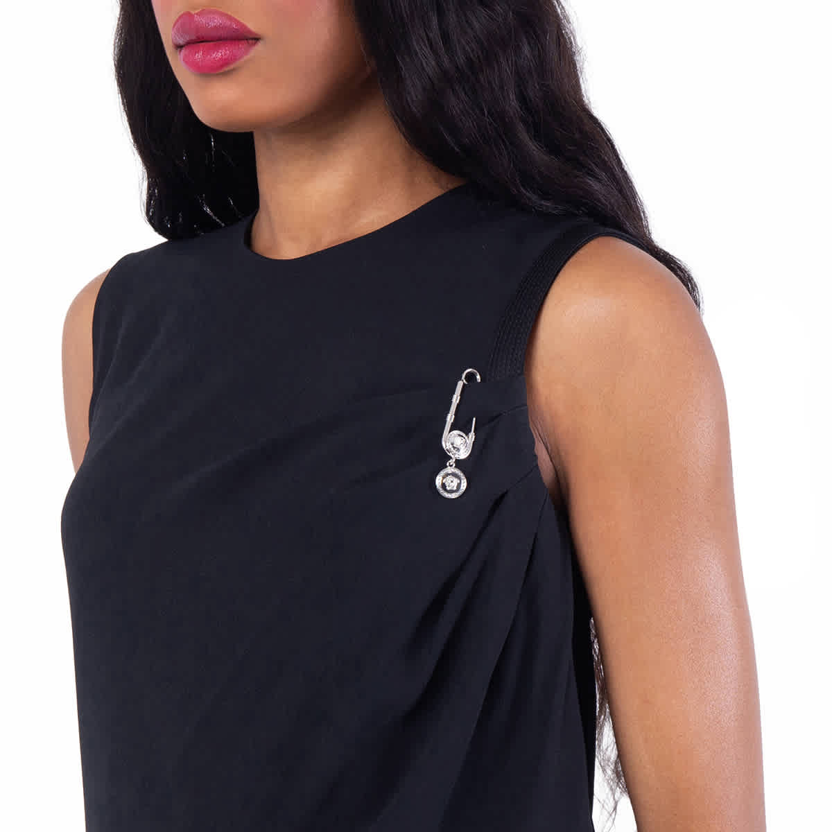 Versace Safety Pin Satin Shirt Midi Dress