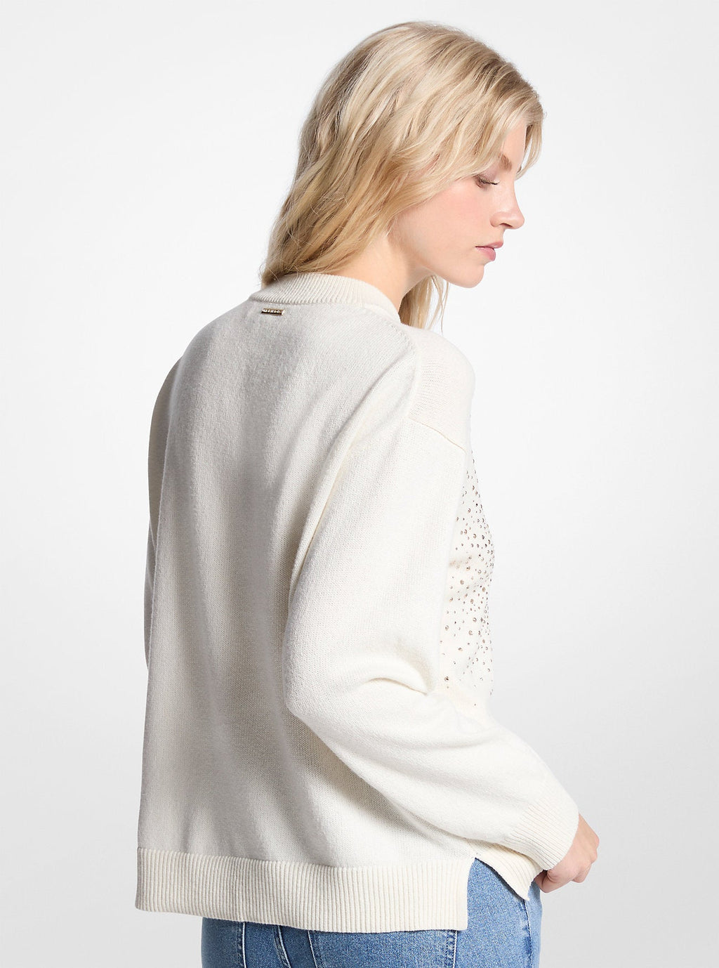 Embellished Logo Cotton Blend Sweater