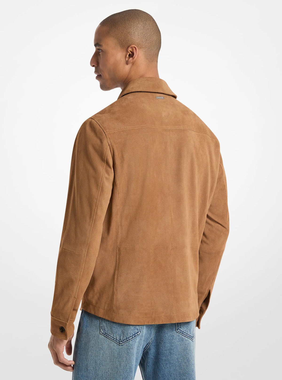 Perforated Suede Shirt Jacket