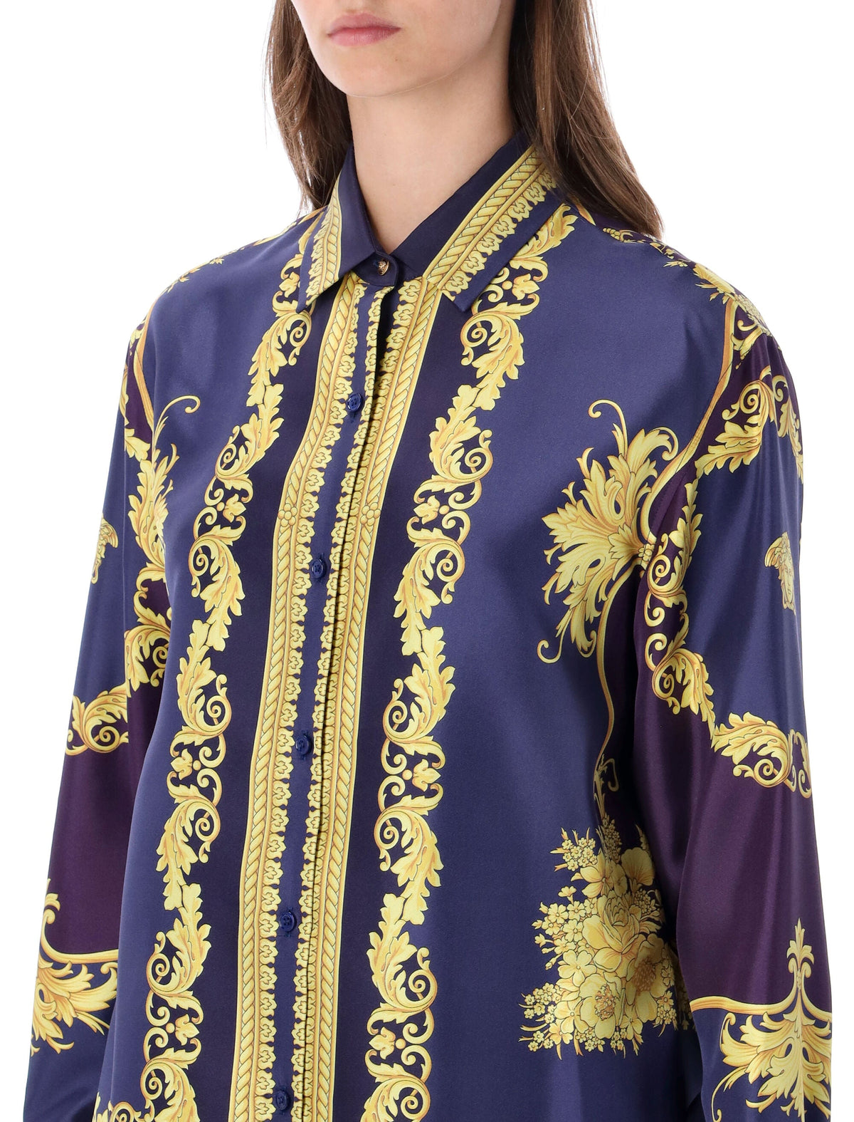 Baroque Golden Floral Print Shirt