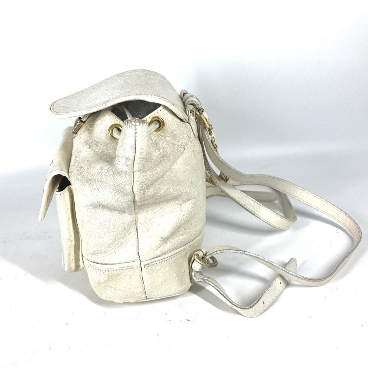 Versace gold ivory Leather Backpack (Pre-Owned)