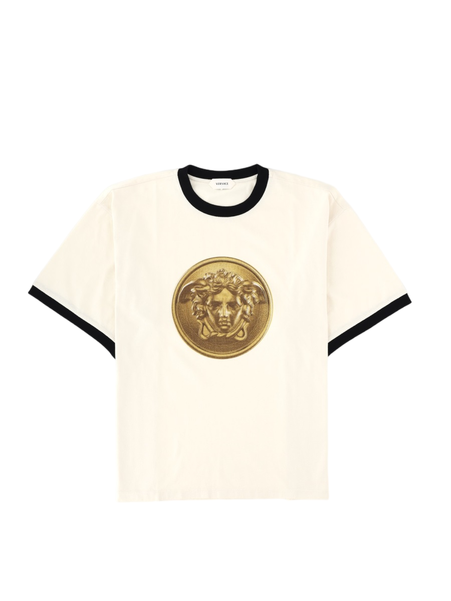 White Gold Medallion Graphic Cotton T-Shirt