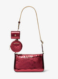 Jet Set Small Metallic Logo Debossed Crossbody Bag with Case for Apple Airpods Pro