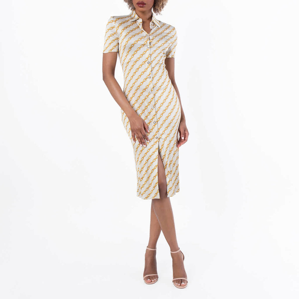 Versace Chain Stripes Midi Shirt Dress