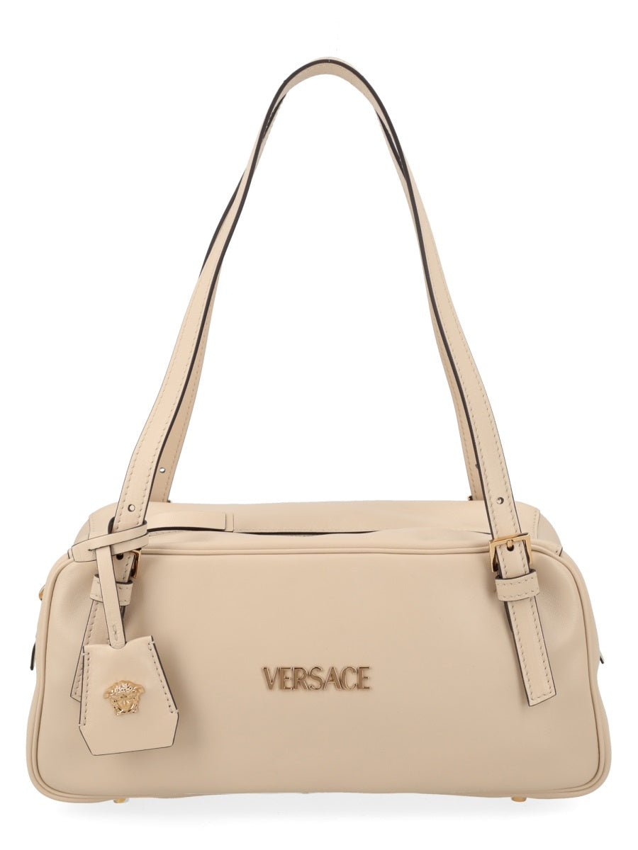 Beige Tag Lamb Leather Shoulder Bag