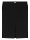 Straight Silk and Nylon Midi Skirt