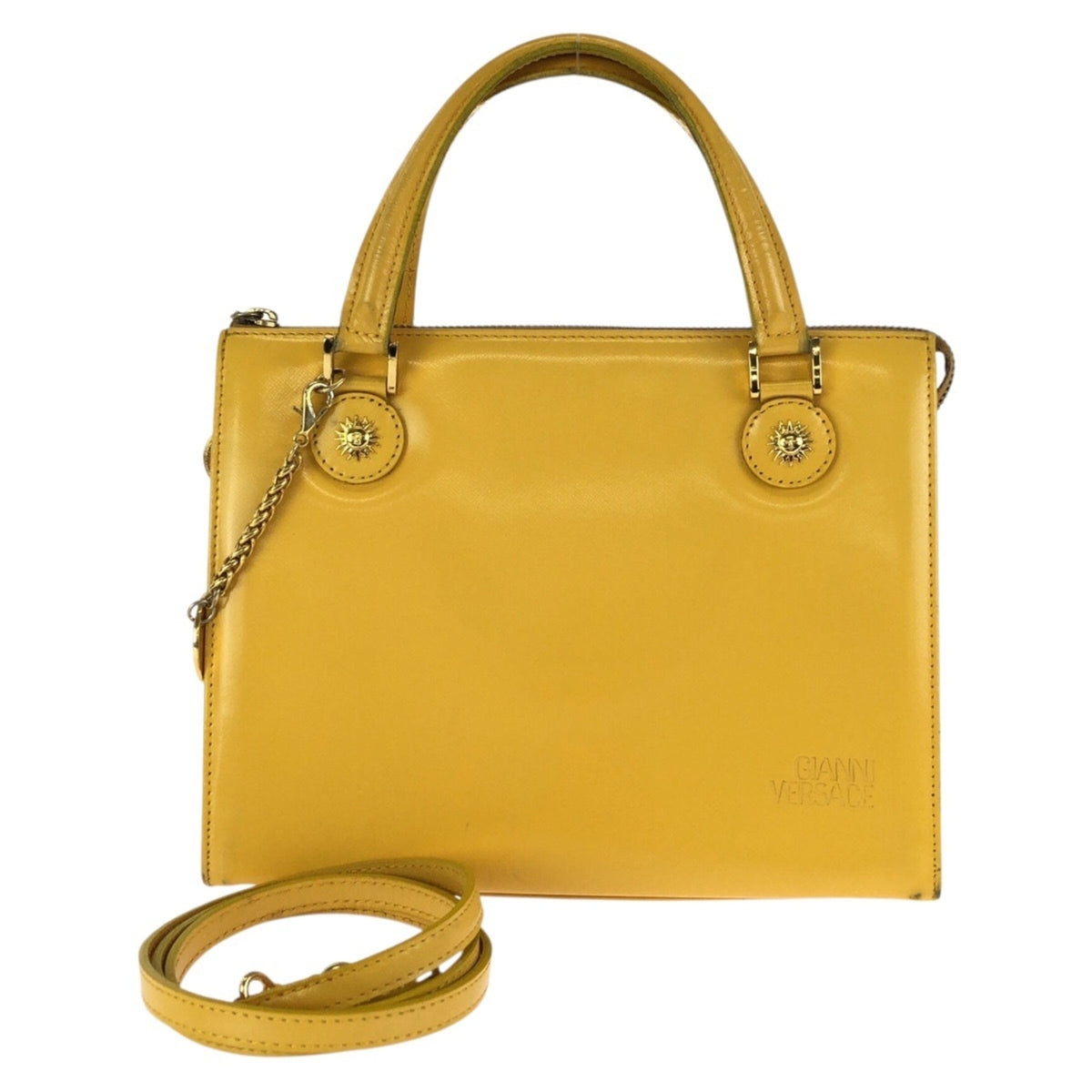 Versace Leather Handbag Shoulder Bag (Pre-Owned)