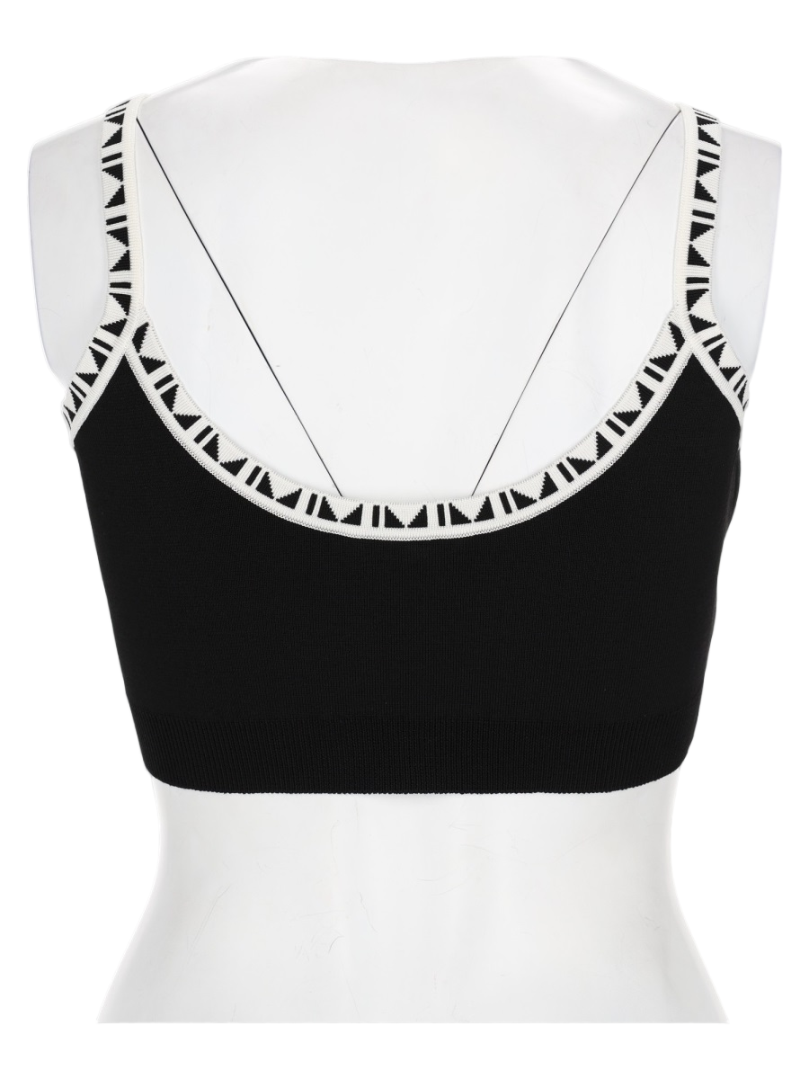 Fitted Black Crop Top With Geometric Trim