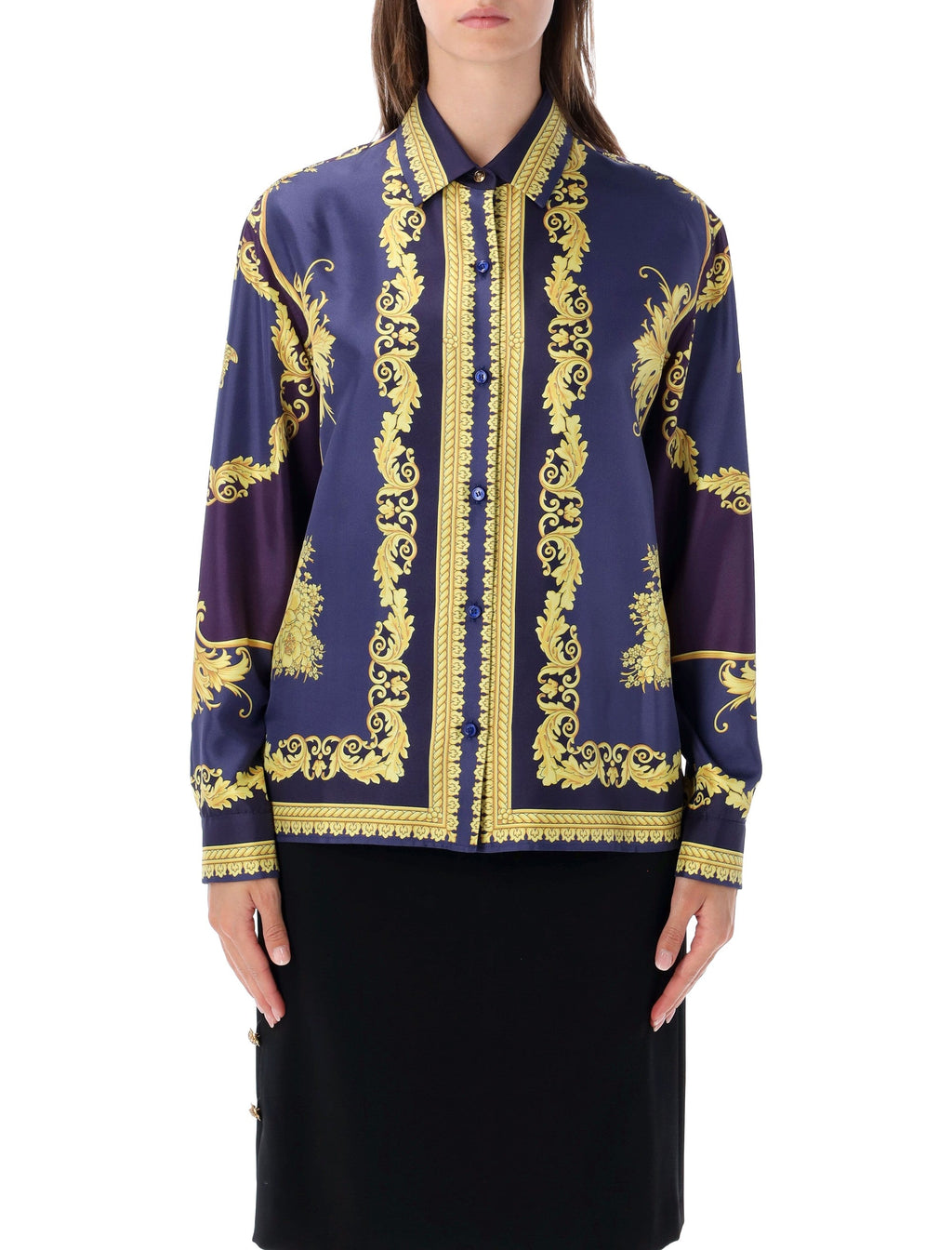 Baroque Golden Floral Print Shirt