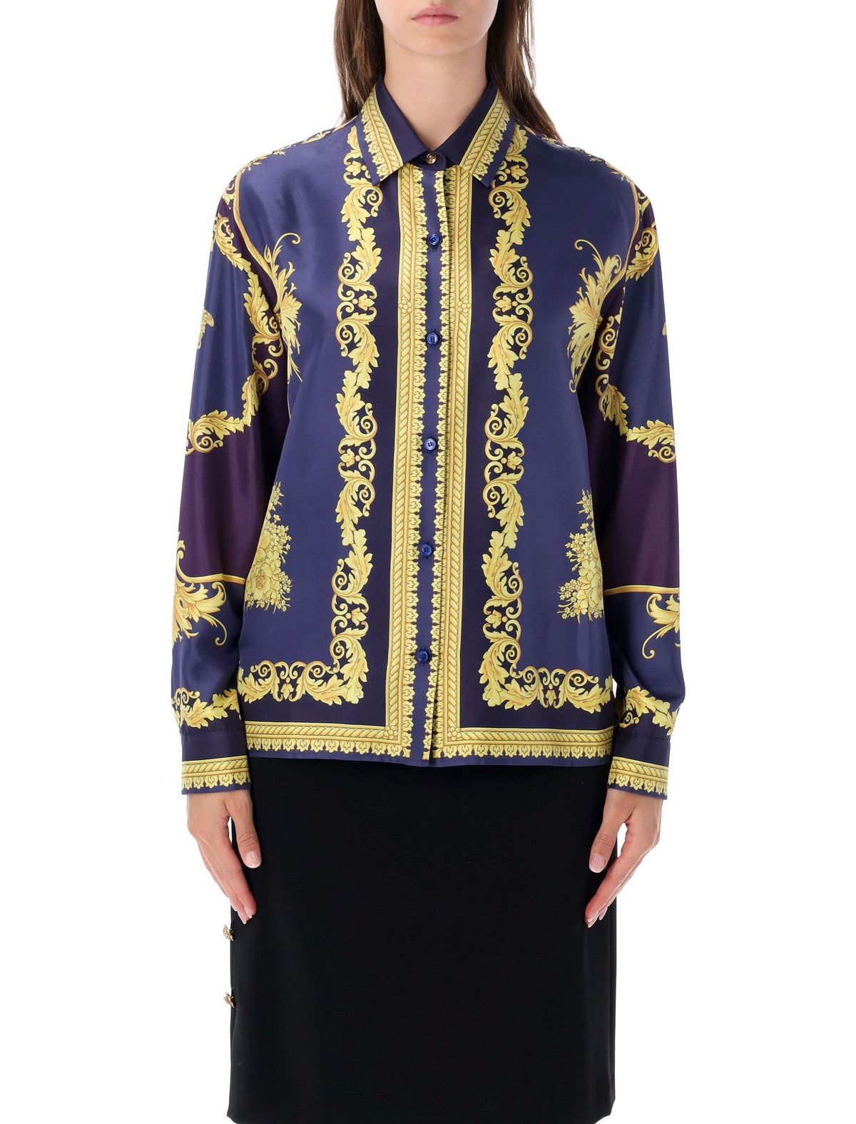 Baroque Golden Floral Print Shirt