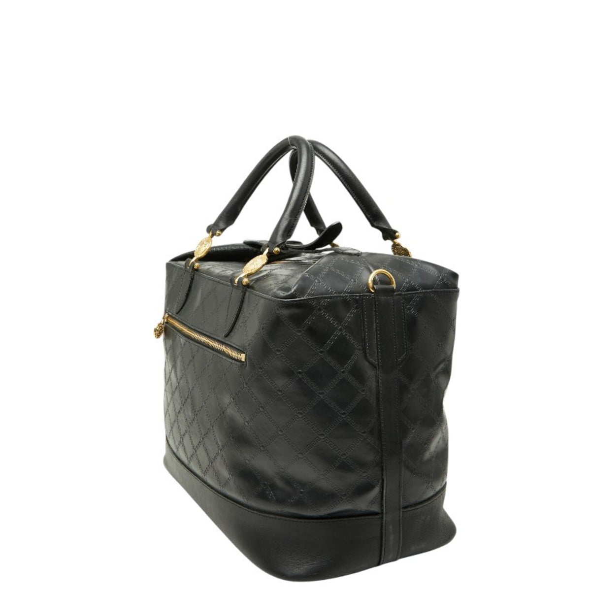 Versace gold Leather Boston Bag Tote Bag (Pre-Owned)