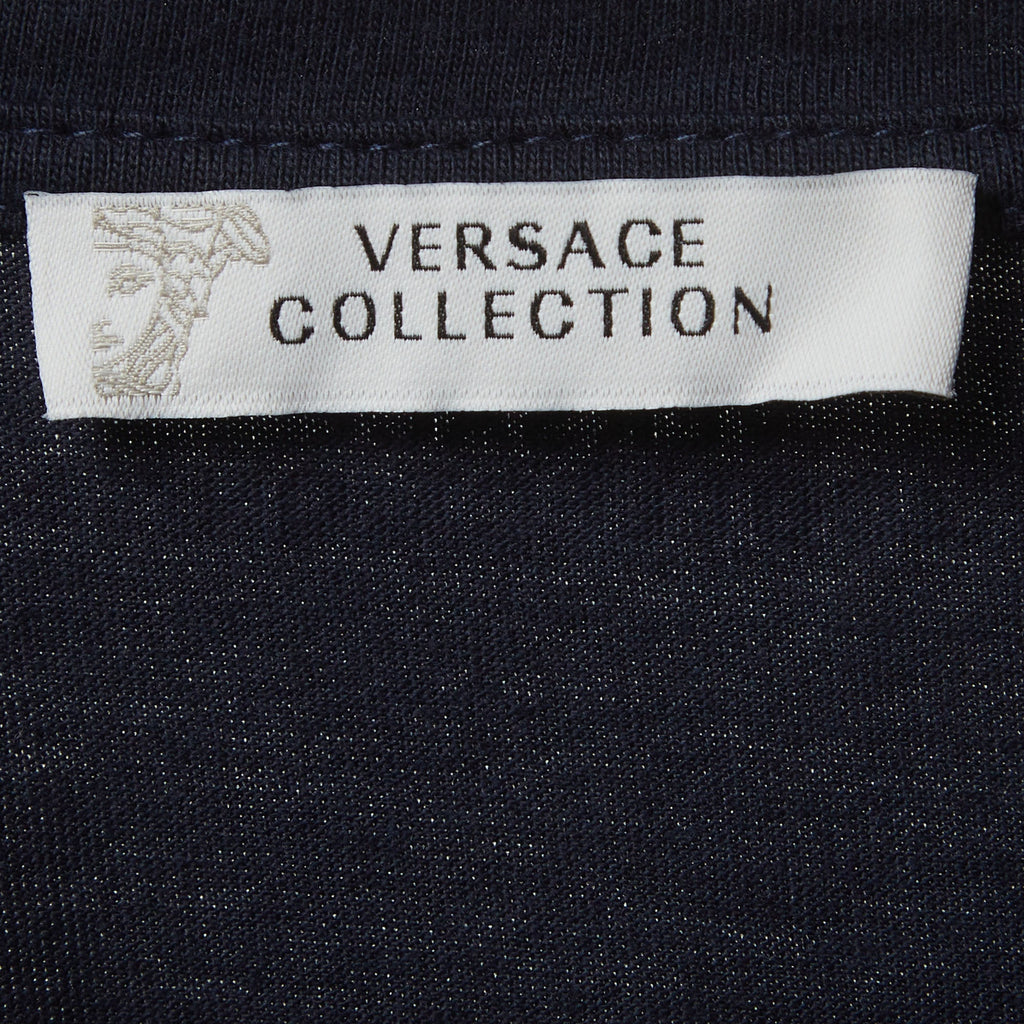 Versace Collection Black Medusa Head Printed Cotton Crewneck T-Shirt