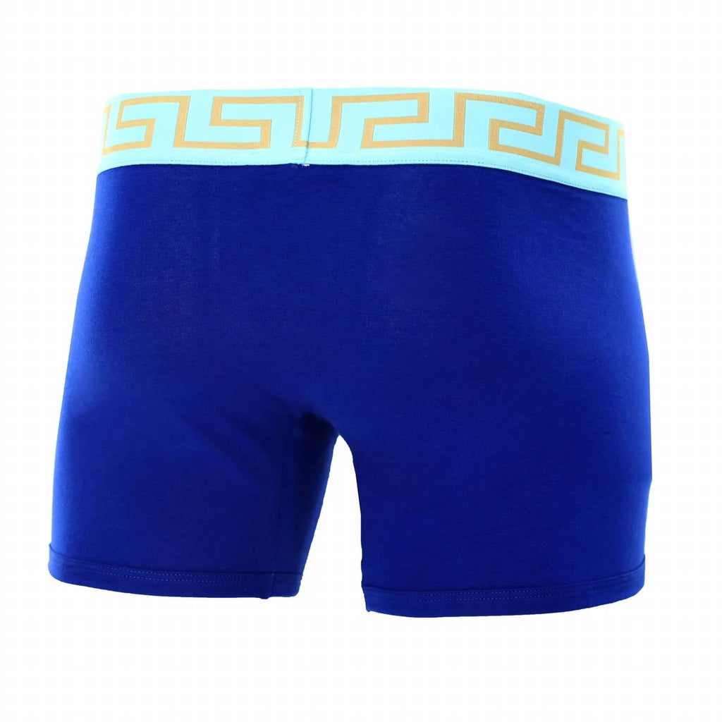 Men's Long Trunk With Greca In Bluette+Splash