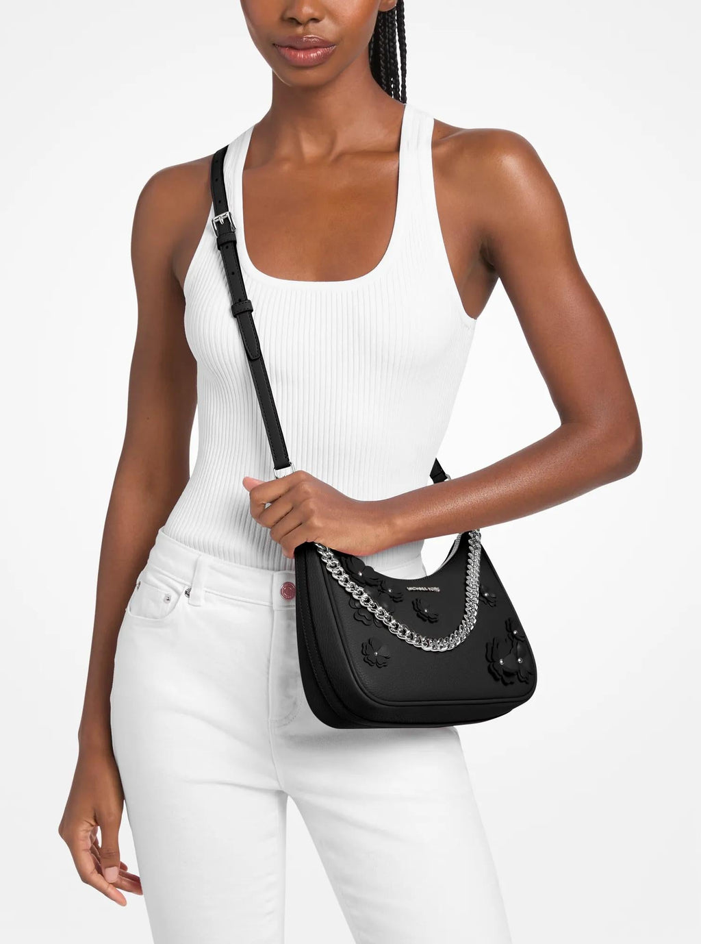 Jet Set Travel Large Floral Embellished Convertible Crossbody Bag