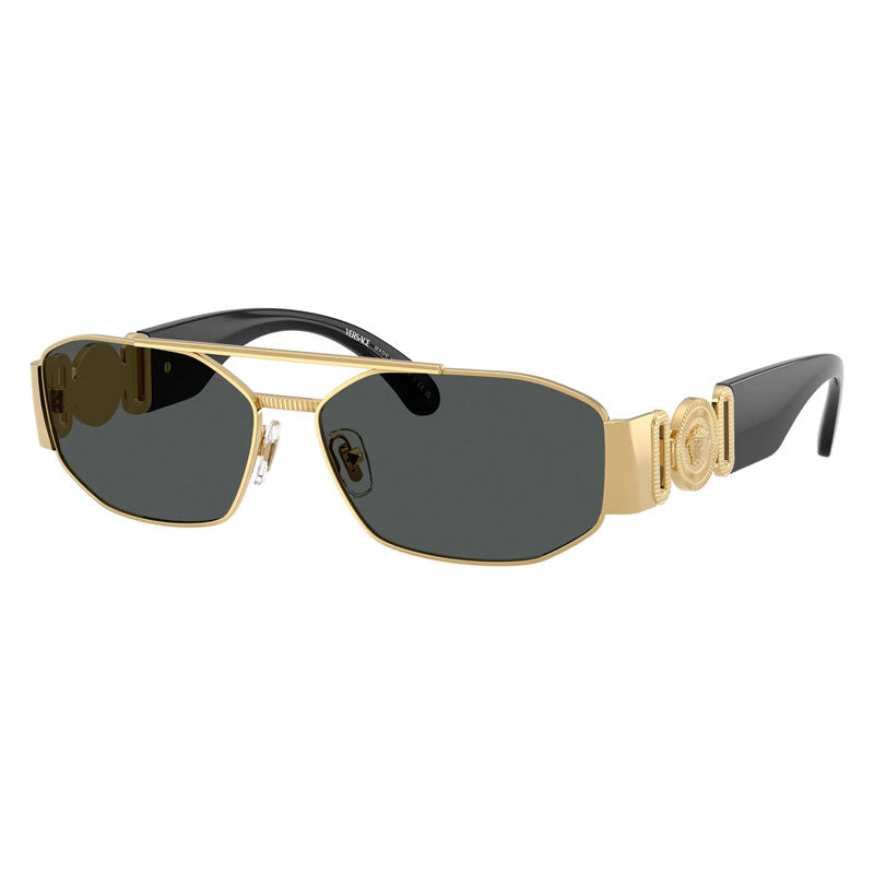 Versace Sunglasses Rectangle Full Rim, Gunmetal Frame And Dark Grey Lens Ve2287100171