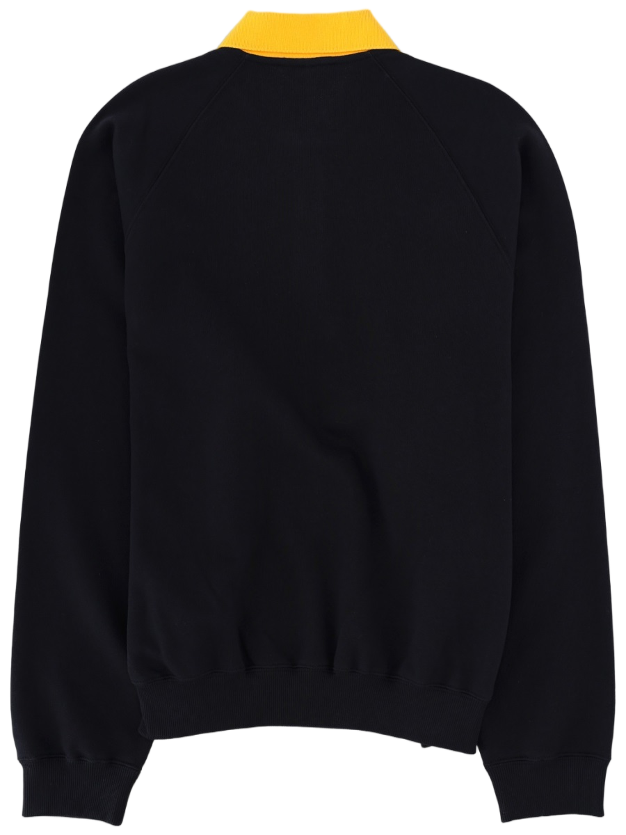 Two-Tone Polo Design Ribbed Sweatshirt