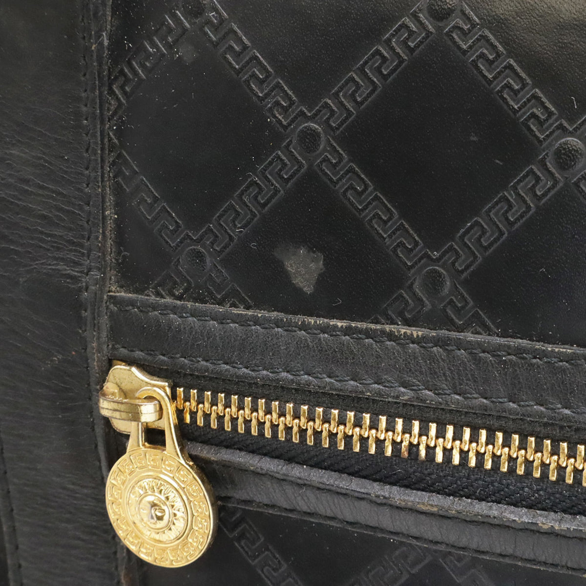 Versace Coated Canvas Leather Boston Bag (Pre-Owned)