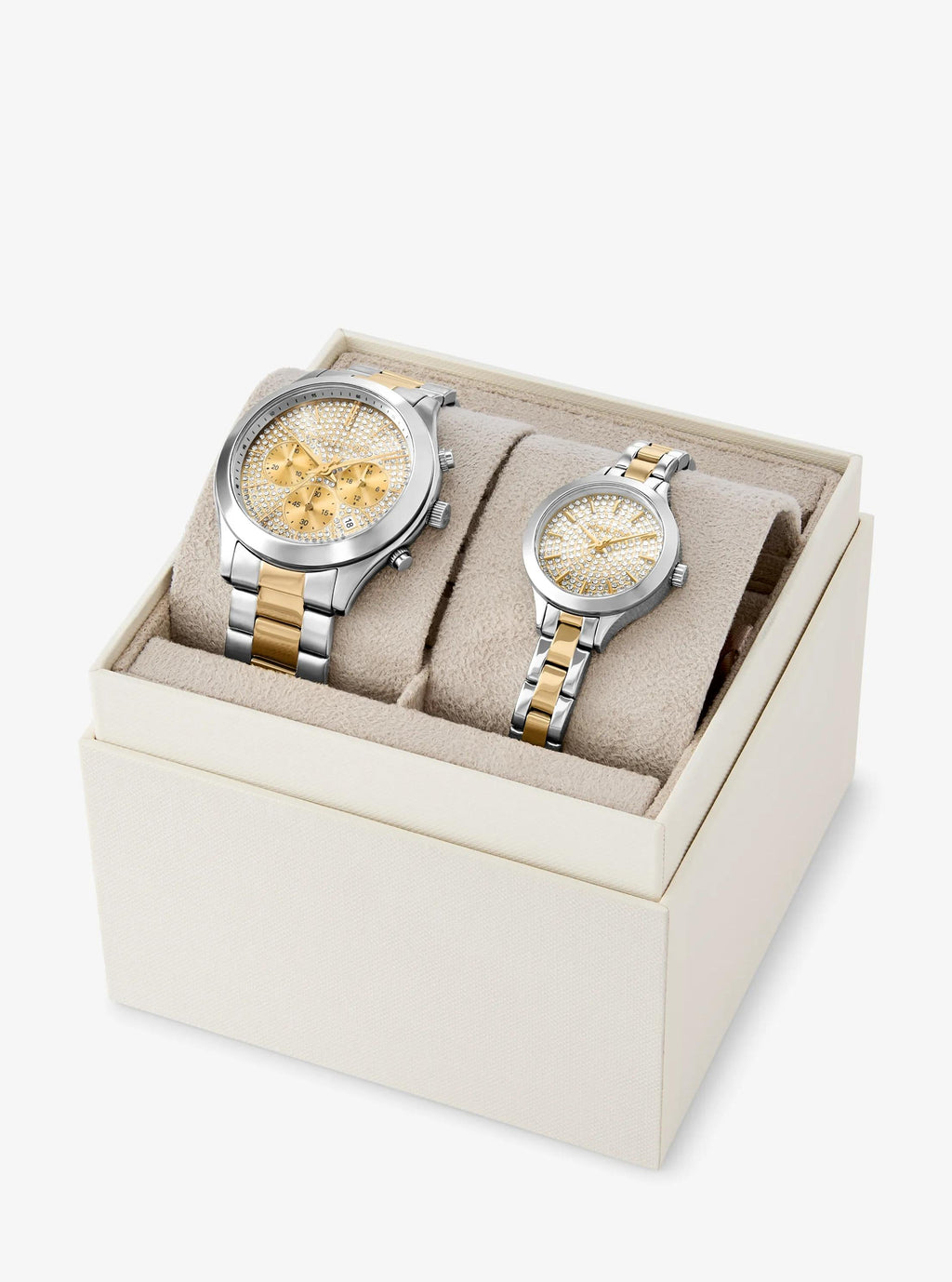 Aspyn His and Hers Pavé Two-Tone Watch Set