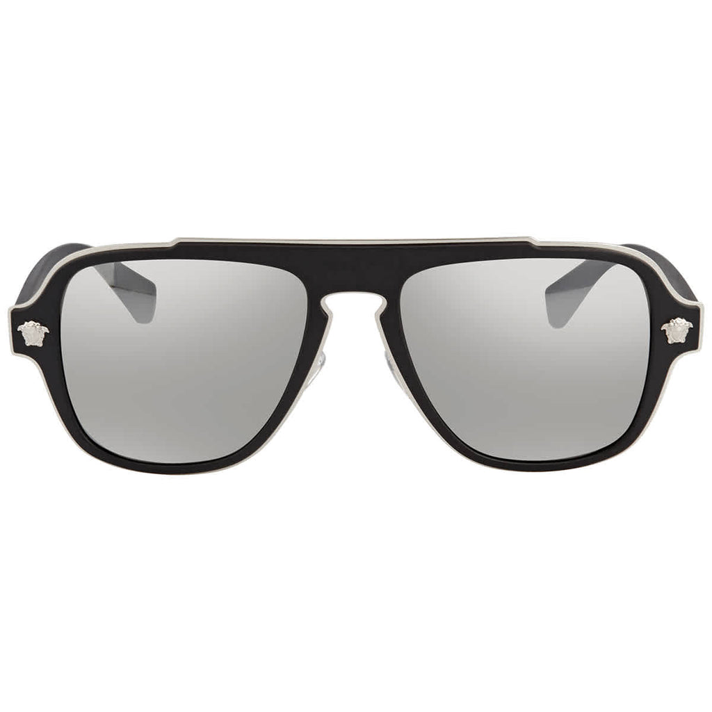 Versace LIght Grey Silver Mirror Navigator Unisex Sunglasses VE2199 10006G 56