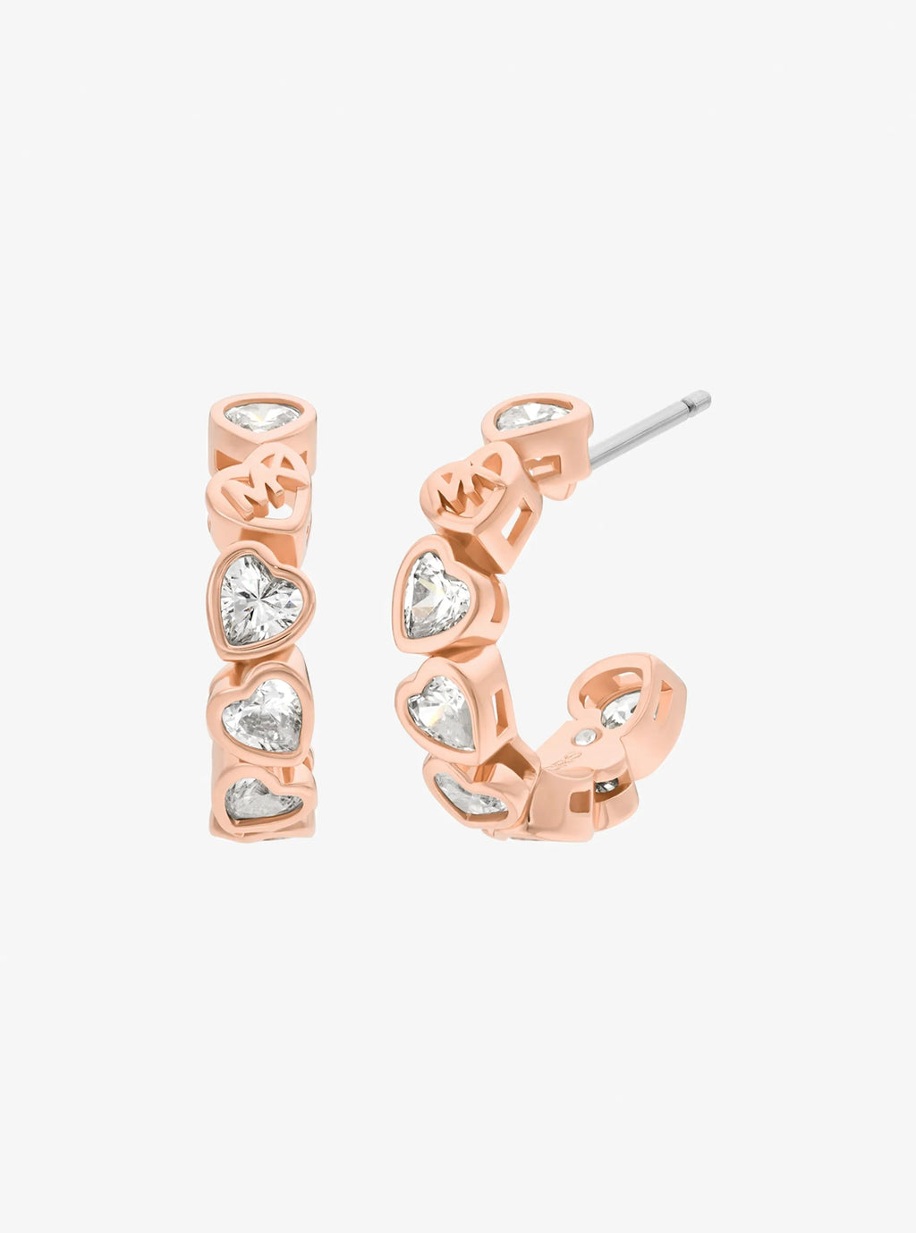 Cubic Zirconia Hearts Hoop Earrings