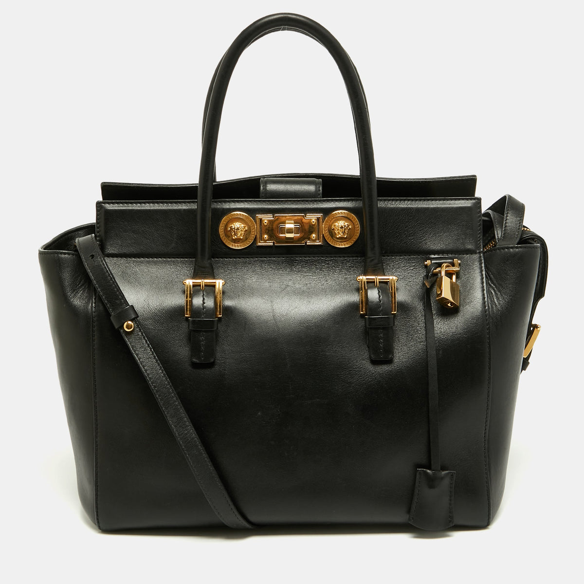 Versace Medusa Black Leather Tote