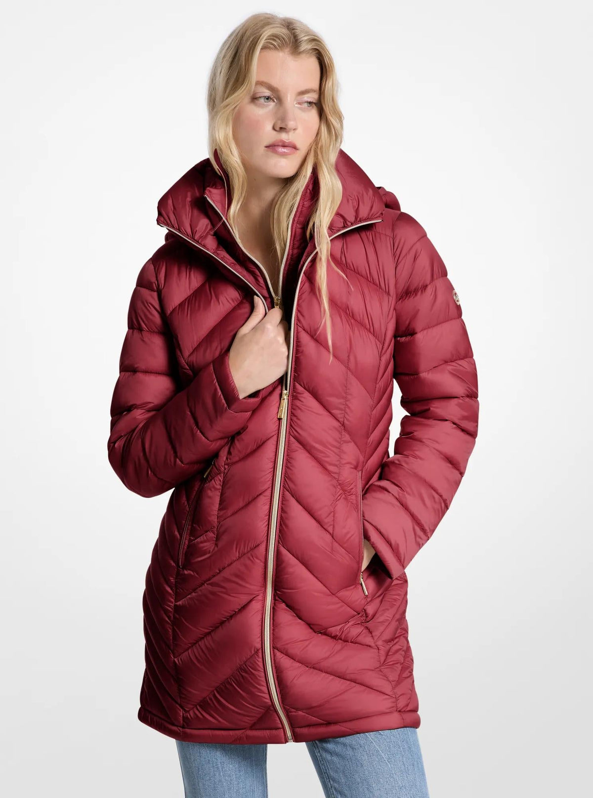 Packable Quilted Nylon Puffer Coat