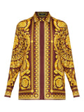 Brown Baroque Print Silk Shirt
