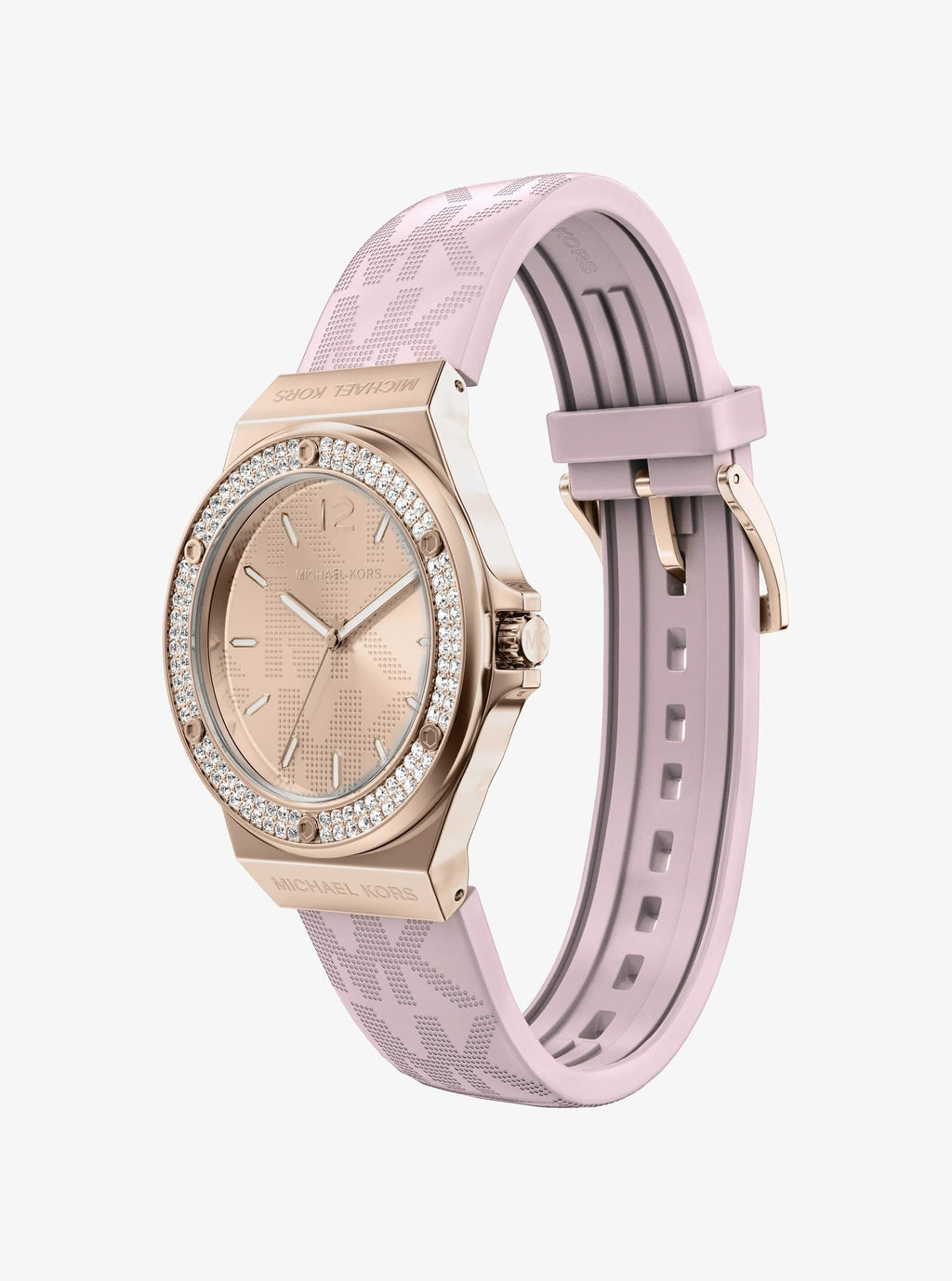 Lennox Pavé Rose Gold-Tone and Logo Silicone Strap Watch