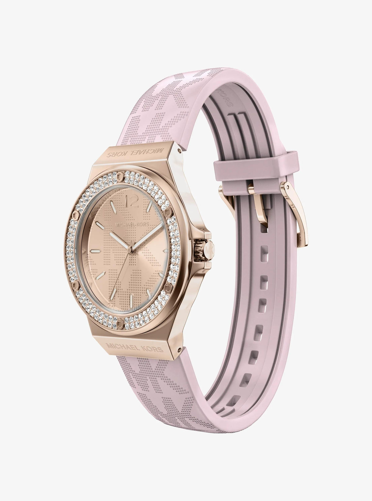 Lennox Pavé Rose Gold-Tone and Logo Silicone Strap Watch