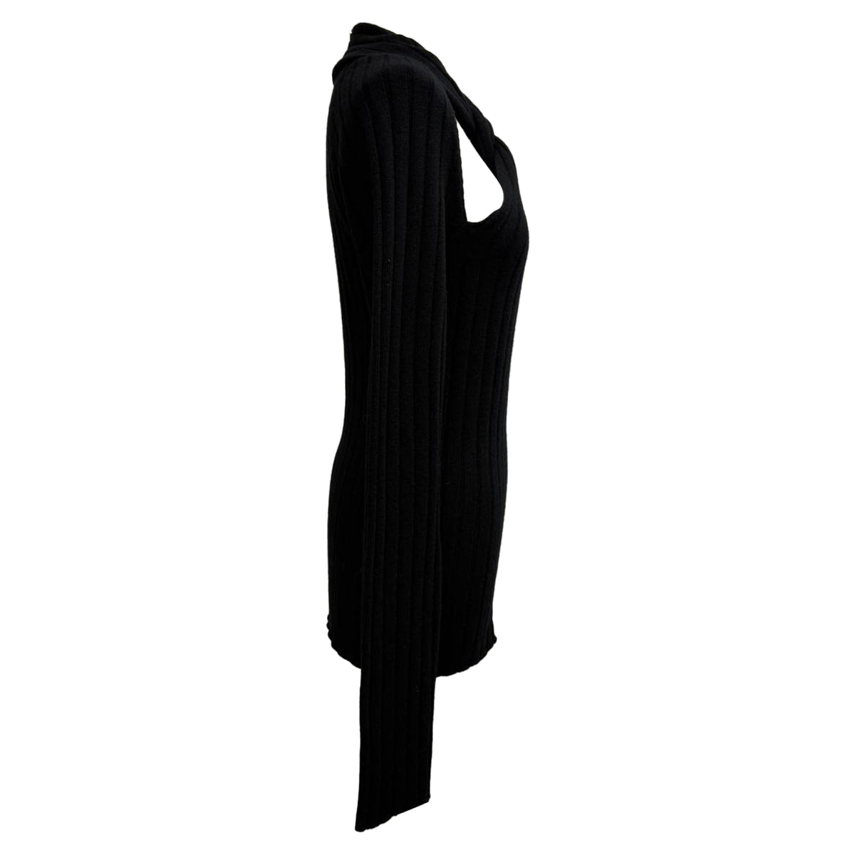 Versace Ribbed Twisted Sweater in Black Wool