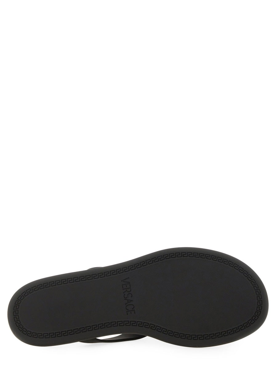 Black Alia Gold Emblem Rubber Sandals