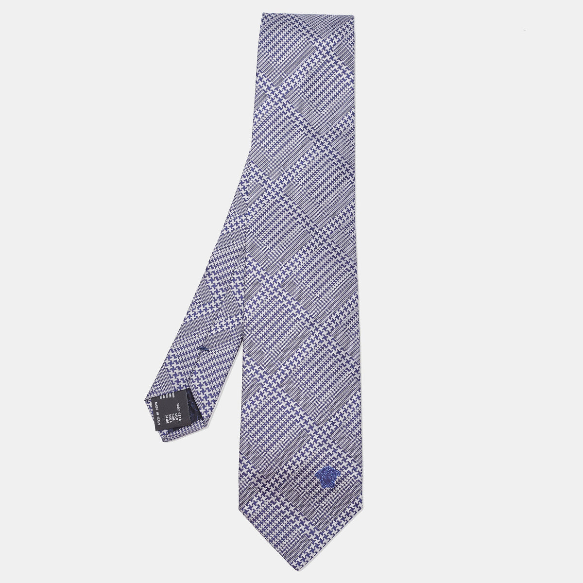 Versace Grey/navy Blue Patterned Silk Tie