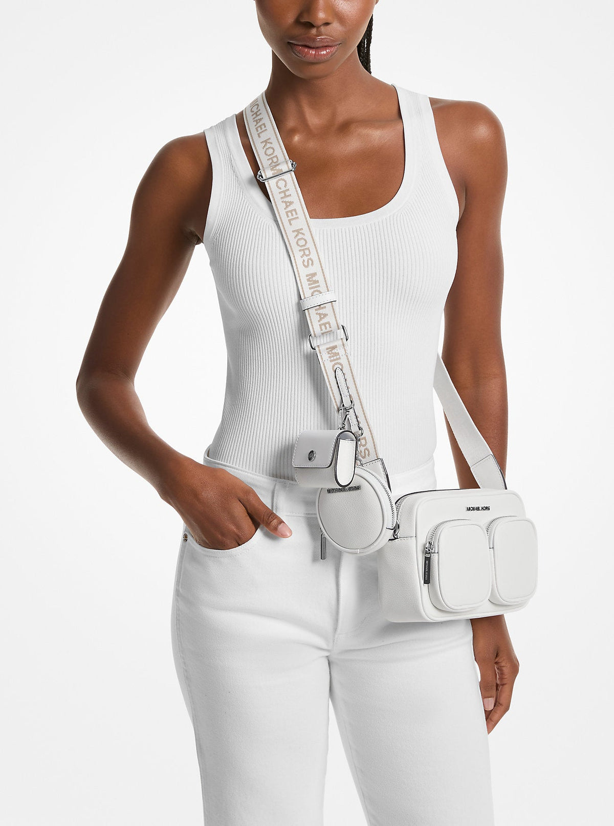 Jet Set Leather Medium Crossbody Bag with Case for Apple Airpods Pro