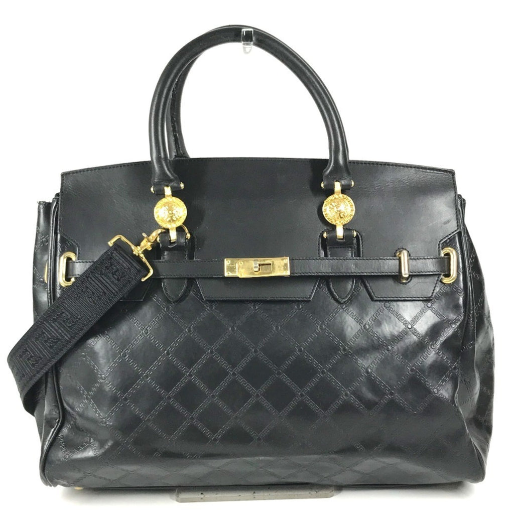 Versace Leather Boston Bag Handbag (Pre-Owned)