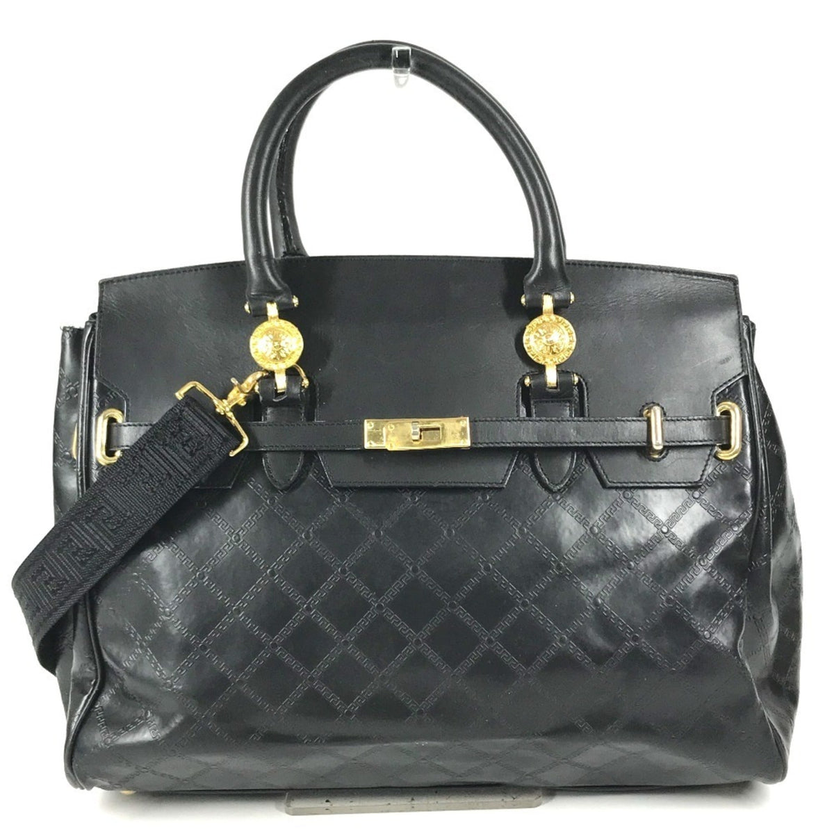 Versace Leather Boston Bag Handbag (Pre-Owned)