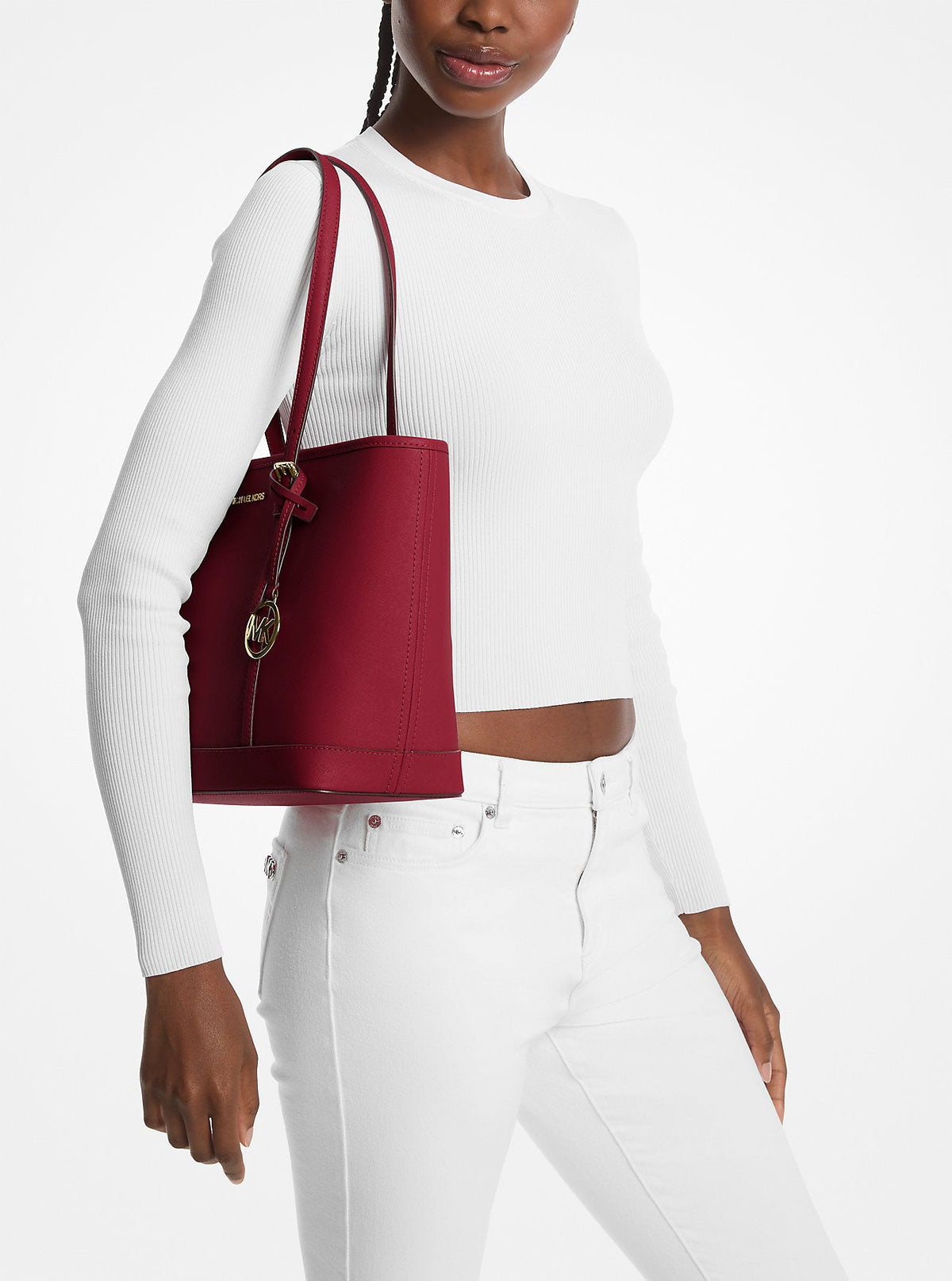 Jet Set Travel Small Saffiano Leather Top-Zip Tote Bag