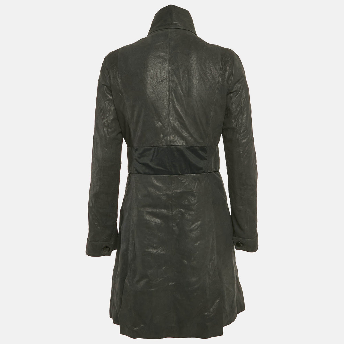 Versace Jeans Couture Black Leather Trench Coat