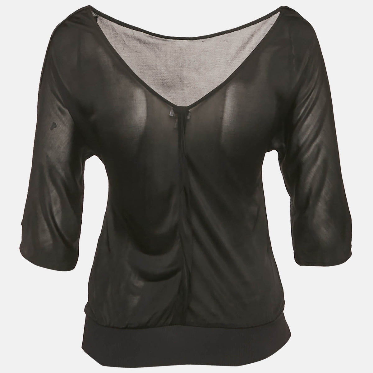 Versace Jeans Couture Black Jersey V-Neck Top