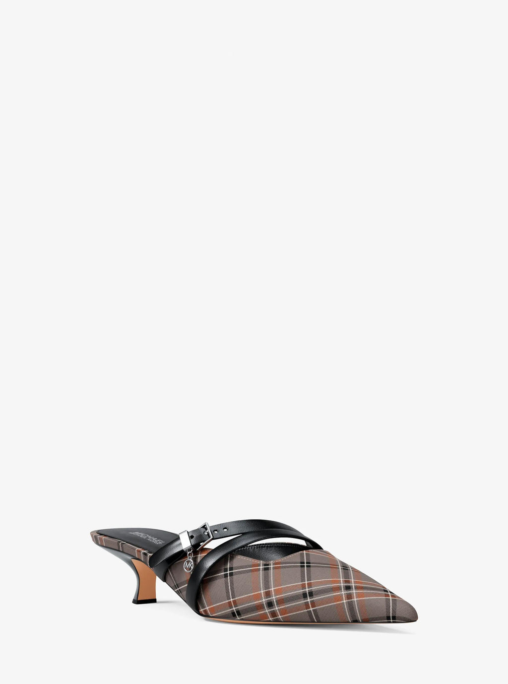 Yvette Plaid Print Kitten Mule