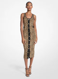 Leopard Print Stretch Viscose Midi Tank Dress