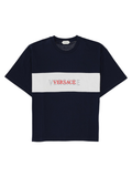 Blue Logo Striped Short-Sleeve Cotton T-Shirt