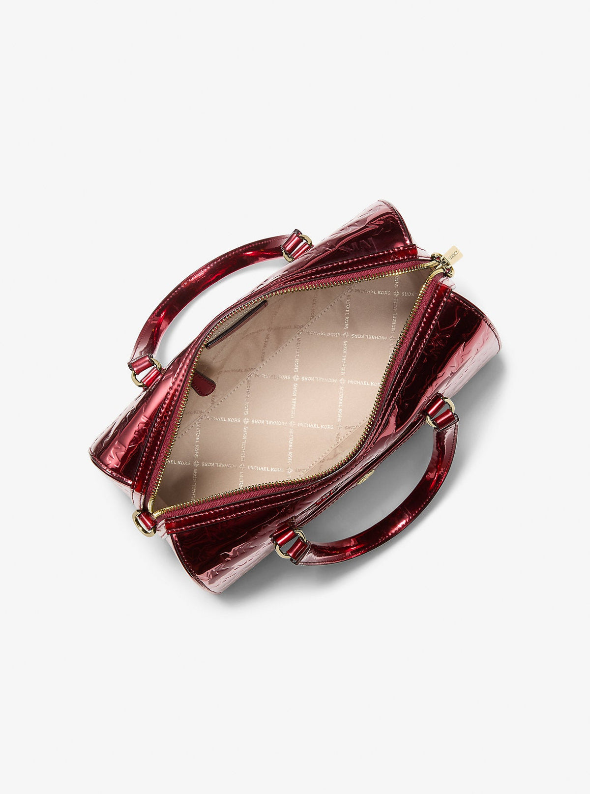 Jet Set Medium Metallic Logo Debossed Satchel