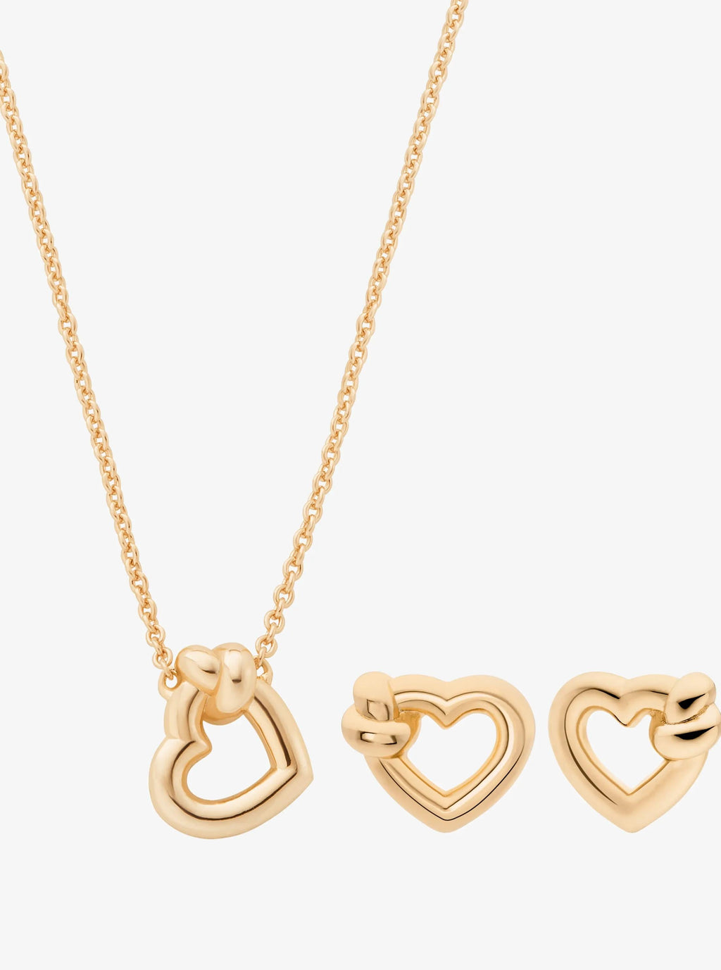 Knotted Heart Necklace and Earrings Gift Set