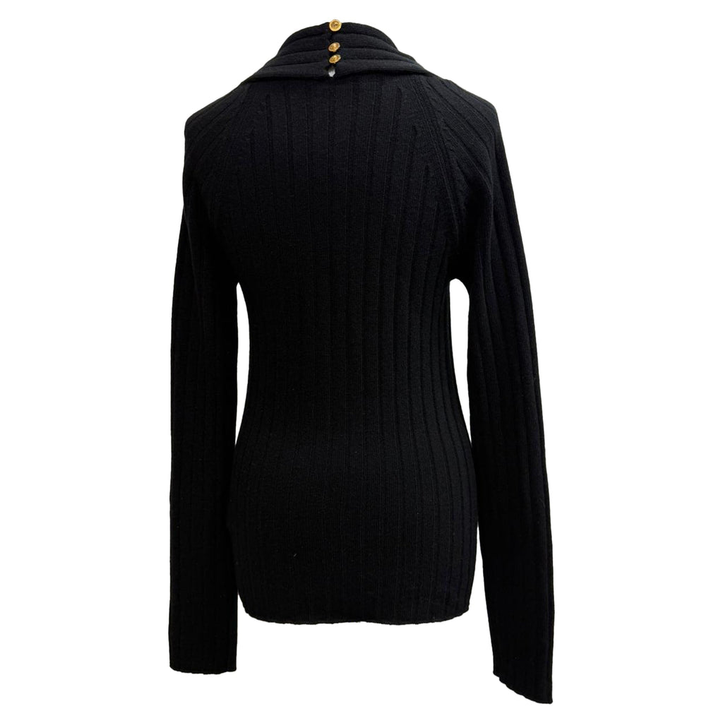 Versace Ribbed Twisted Sweater in Black Wool