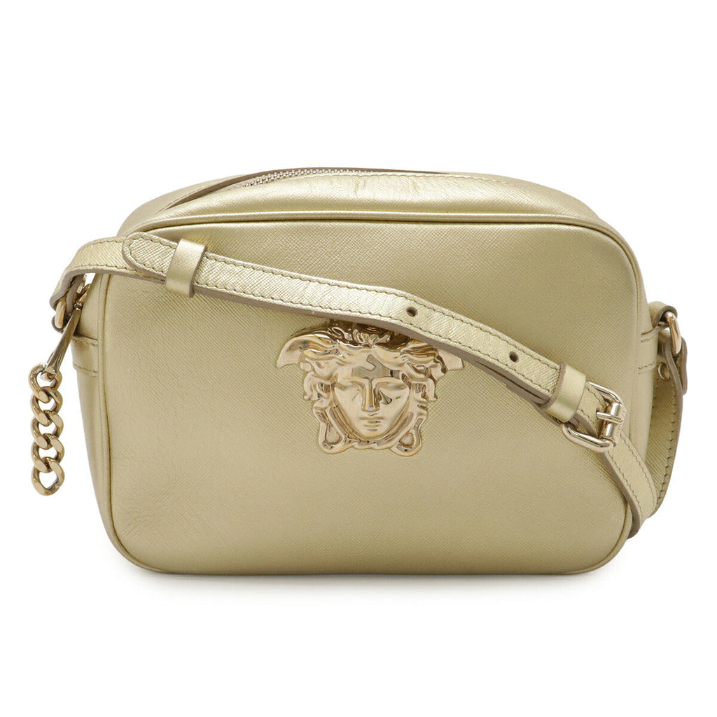 Versace Leather Shoulder Bag Metallic Gold